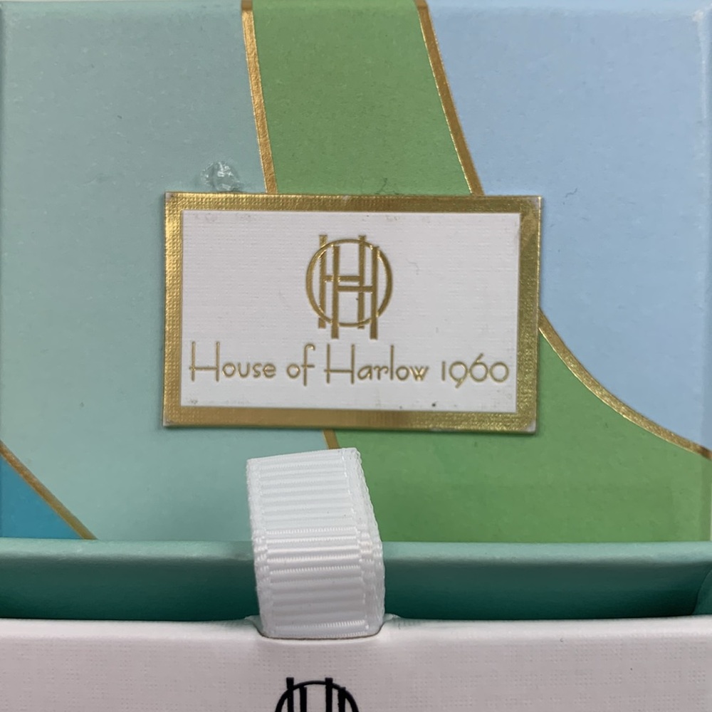 House of Harlow 1960 Gold Brass fan Earrings New in Box Lead free Nickel safe - Picture 5 of 10